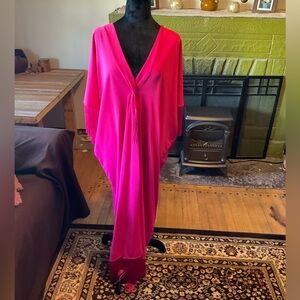 Vibrant Fringed and Tasseled Pink Kaftan